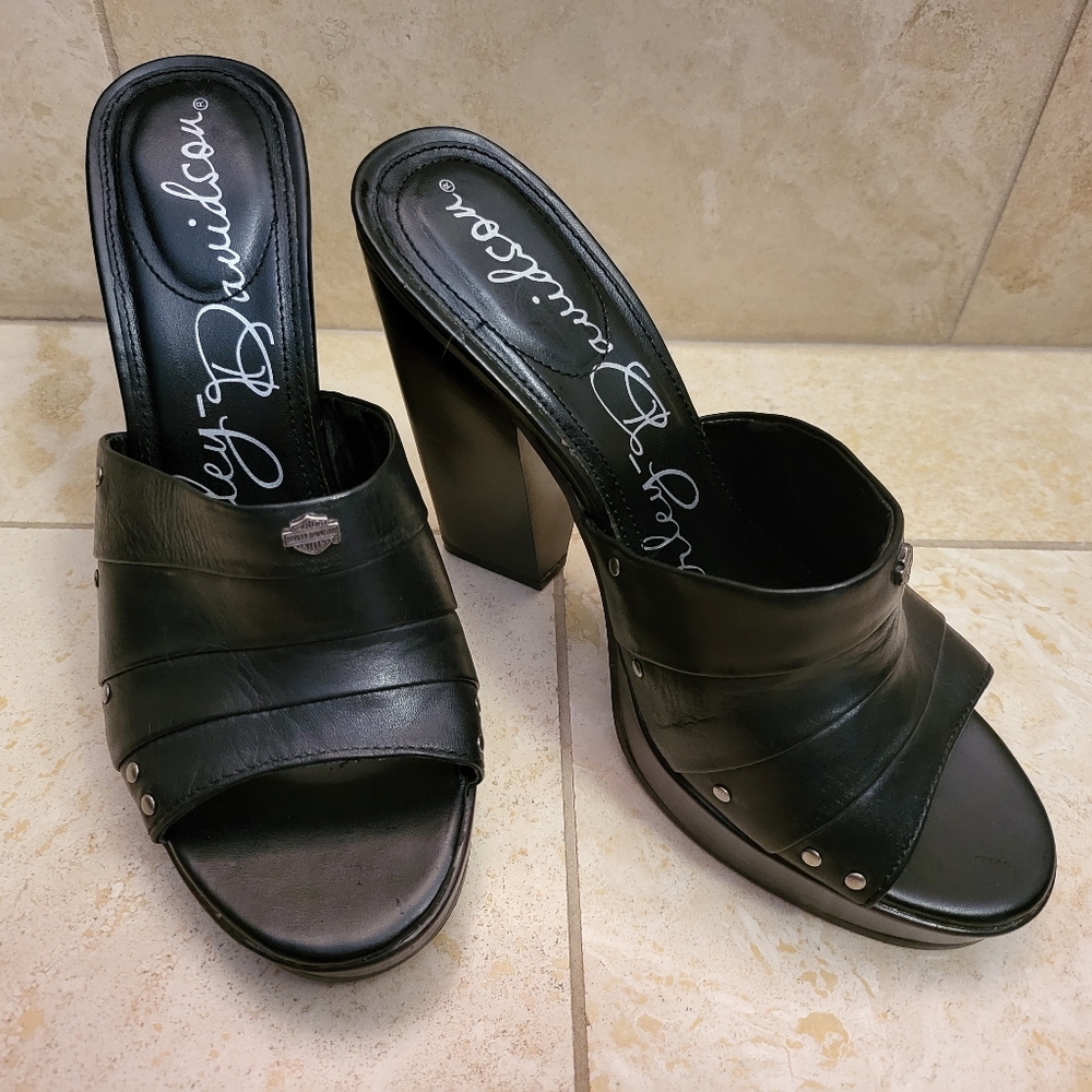 Harley Davidson black leather heels